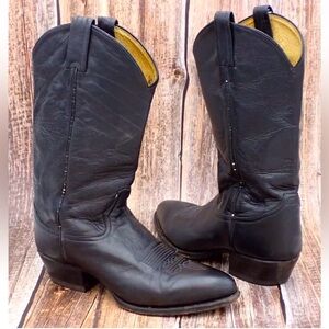 Vintage Tony Lama Cowboy Ol' Buck 6156 Boots Soft Leather Black Men’s Size 9